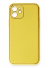 BFS  iPhone 12 Kılıf Coco Deri Silikon Kapak - Sarı