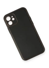 BFS  iPhone 12 Kılıf Coco Deri Silikon Kapak - Siyah