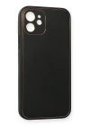 BFS  iPhone 12 Kılıf Coco Deri Silikon Kapak - Siyah