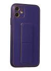 BFS  iPhone 12 Kılıf Coco Deri Standlı Kapak - Mor