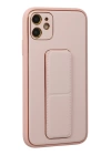BFS  iPhone 12 Kılıf Coco Deri Standlı Kapak - Pembe