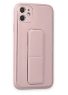 BFS  iPhone 12 Kılıf Coco Deri Standlı Kapak - Pudra