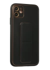 BFS  iPhone 12 Kılıf Coco Deri Standlı Kapak - Siyah
