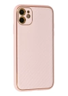 BFS  iPhone 12 Kılıf Coco Karbon Silikon - Pembe