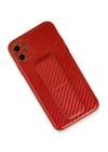 BFS  iPhone 12 Kılıf Coco Karbon Standlı Kapak - Kırmızı