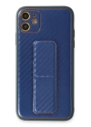 BFS  iPhone 12 Kılıf Coco Karbon Standlı Kapak - Mavi