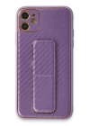 BFS  iPhone 12 Kılıf Coco Karbon Standlı Kapak - Mor
