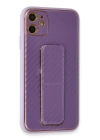 BFS  iPhone 12 Kılıf Coco Karbon Standlı Kapak - Mor
