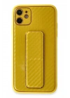 BFS iPhone 12 Kılıf Coco Karbon Standlı Kapak - Sarı