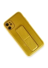 BFS  iPhone 12 Kılıf Coco Karbon Standlı Kapak - Sarı