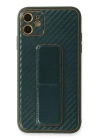 BFS  iPhone 12 Kılıf Coco Karbon Standlı Kapak - Yeşil