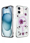 BFS  iPhone 12 Kılıf Daisy Simli Magsafe Kapak - Mor
