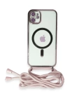 BFS  iPhone 12 Kılıf Divo Lazer Askılı Magsafe Kapak - Pembe