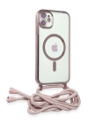 BFS  iPhone 12 Kılıf Divo Lazer Askılı Magsafe Kapak - Pembe