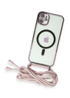 BFS  iPhone 12 Kılıf Divo Lazer Askılı Magsafe Kapak - Pembe