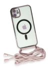 BFS  iPhone 12 Kılıf Divo Lazer Askılı Magsafe Kapak - Pembe