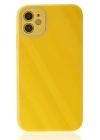 BFS  iPhone 12 Kılıf Glass Kapak - Sarı