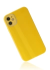 BFS  iPhone 12 Kılıf Glass Kapak - Sarı