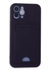 BFS  iPhone 12 Kılıf Kelvin Kartvizitli Silikon - Derin Mor