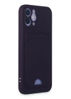 BFS  iPhone 12 Kılıf Kelvin Kartvizitli Silikon - Derin Mor