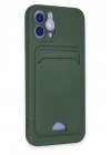 BFS  iPhone 12 Kılıf Kelvin Kartvizitli Silikon - Koyu Yeşil