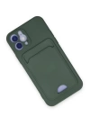 BFS  iPhone 12 Kılıf Kelvin Kartvizitli Silikon - Koyu Yeşil