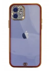 BFS  iPhone 12 Kılıf Liva Taşlı Silikon - Kırmızı
