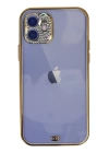 BFS  iPhone 12 Kılıf Liva Taşlı Silikon - Mor