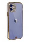 BFS  iPhone 12 Kılıf Liva Taşlı Silikon - Mor