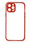 BFS  iPhone 12 Kılıf Miami Şeffaf Silikon - Kırmızı
