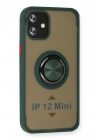 BFS iPhone 12 Kılıf Montreal Yüzüklü Silikon Kapak - Yeşil