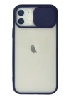 BFS  iPhone 12 Kılıf Palm Buzlu Kamera Sürgülü Silikon - Lacivert