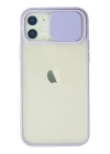 BFS  iPhone 12 Kılıf Palm Buzlu Kamera Sürgülü Silikon - Lila