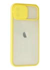 BFS  iPhone 12 Kılıf Palm Buzlu Kamera Sürgülü Silikon - Sarı