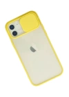 BFS  iPhone 12 Kılıf Palm Buzlu Kamera Sürgülü Silikon - Sarı