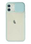 BFS  iPhone 12 Kılıf Palm Buzlu Kamera Sürgülü Silikon - Turkuaz