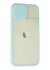 BFS  iPhone 12 Kılıf Palm Buzlu Kamera Sürgülü Silikon - Turkuaz
