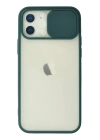 BFS  iPhone 12 Kılıf Palm Buzlu Kamera Sürgülü Silikon - Yeşil