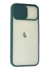 BFS  iPhone 12 Kılıf Palm Buzlu Kamera Sürgülü Silikon - Yeşil