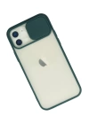 BFS  iPhone 12 Kılıf Palm Buzlu Kamera Sürgülü Silikon - Yeşil
