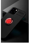 BFS  iPhone 12 Kılıf Range Yüzüklü Silikon - Siyah-Kırmızı