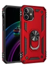 BFS  iPhone 12 Kılıf Sofya Yüzüklü Silikon Kapak - Kırmızı