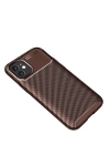 BFS  iPhone 12 Mini Kılıf Auto Focus Karbon Kapak - Kahverengi
