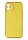 BFS  iPhone 12 Mini Kılıf Coco Deri Silikon Kapak - Sarı