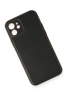 BFS  iPhone 12 Mini Kılıf Coco Deri Silikon Kapak - Siyah