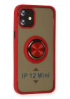 BFS iPhone 12 Mini Kılıf Montreal Yüzüklü Silikon Kapak - Kırmızı