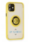 BFS  iPhone 12 Mini Kılıf Montreal Yüzüklü Silikon Kapak - Sarı