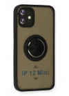 BFS iPhone 12 Mini Kılıf Montreal Yüzüklü Silikon Kapak - Siyah