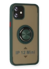 BFS  iPhone 12 Mini Kılıf Montreal Yüzüklü Silikon Kapak - Yeşil