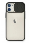 BFS  iPhone 12 Mini Kılıf Palm Buzlu Kamera Sürgülü Silikon - Siyah